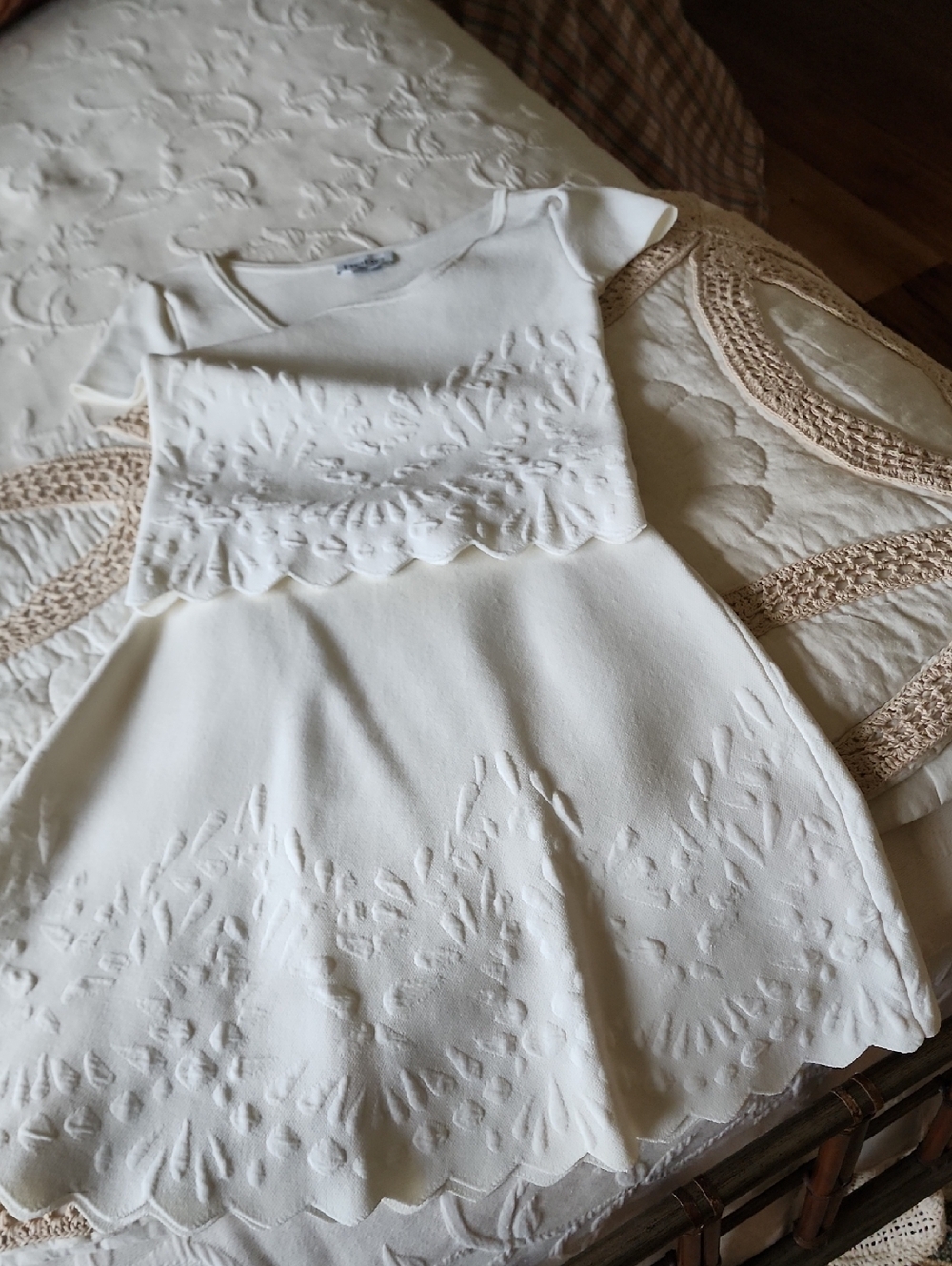 bebe Scalloped Hem Skirt Set
